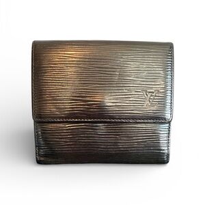 Louis Vuitton Porte-Feuille Elise trifold wallet crafted from black Epi leather